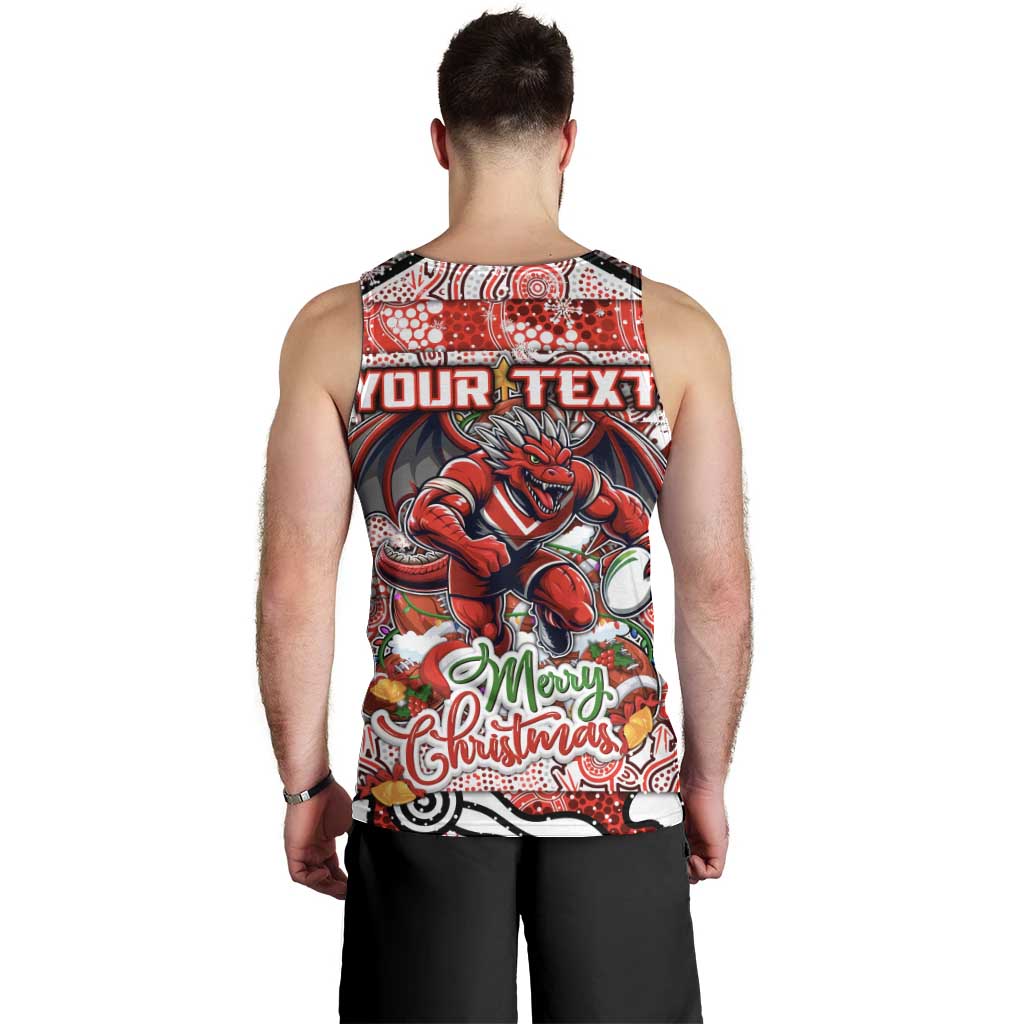 Custom Dragons Rugby Merry Christmas Men Tank Top Indigenous Australian Art