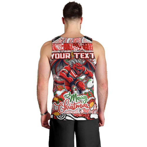 Custom Dragons Rugby Merry Christmas Men Tank Top Indigenous Australian Art