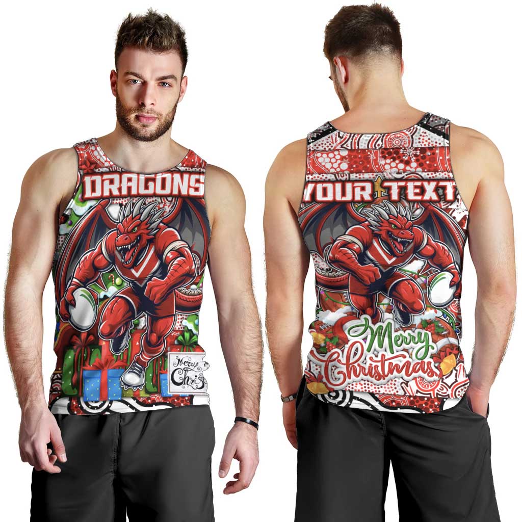 Custom Dragons Rugby Merry Christmas Men Tank Top Indigenous Australian Art