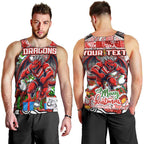Custom Dragons Rugby Merry Christmas Men Tank Top Indigenous Australian Art