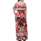 Custom Dragons Rugby Merry Christmas Off Shoulder Maxi Dress Indigenous Australian Art