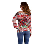 Custom Dragons Rugby Merry Christmas Off Shoulder Sweater Indigenous Australian Art