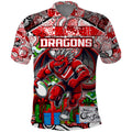 Custom Dragons Rugby Merry Christmas Polo Shirt Indigenous Australian Art