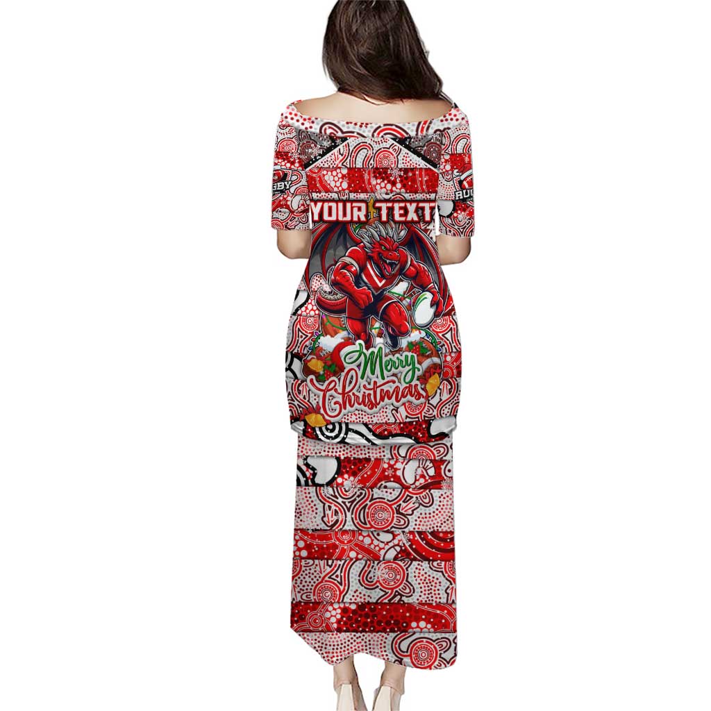 Custom Dragons Rugby Merry Christmas Puletasi Indigenous Australian Art