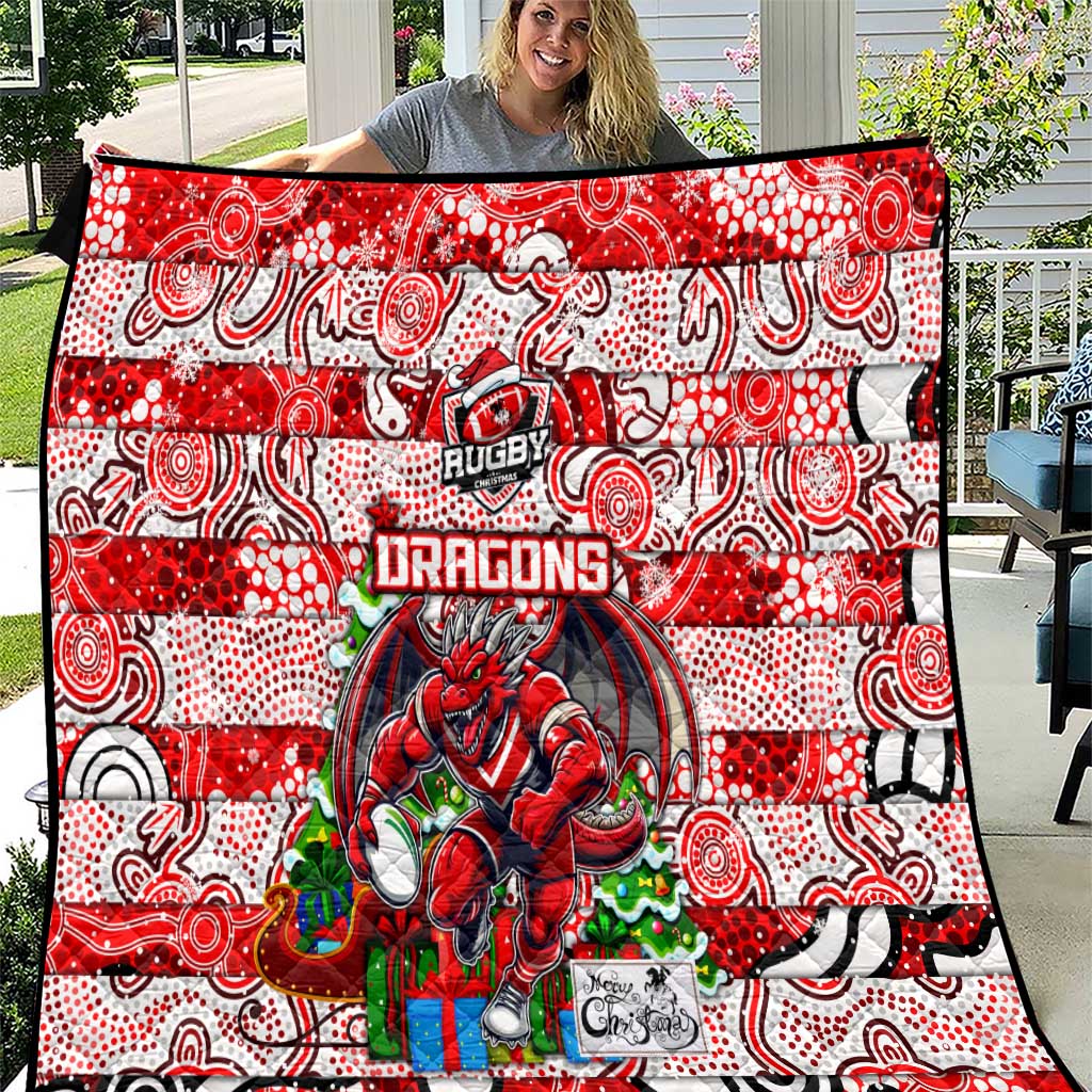 Dragons Rugby Merry Christmas Quilt Indigenous Australian Art