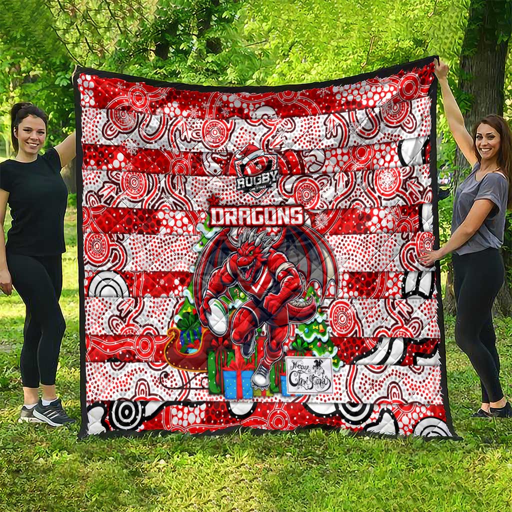 Dragons Rugby Merry Christmas Quilt Indigenous Australian Art