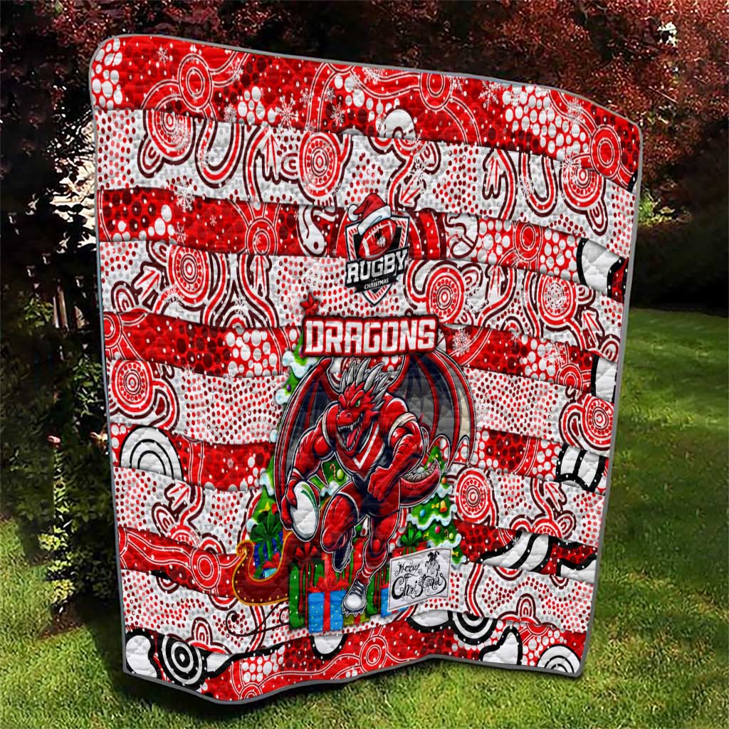 Dragons Rugby Merry Christmas Quilt Indigenous Australian Art