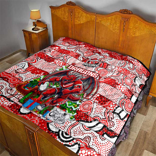 Dragons Rugby Merry Christmas Quilt Indigenous Australian Art