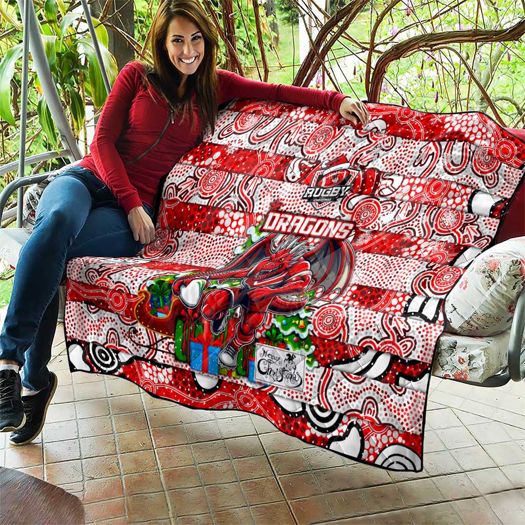 Dragons Rugby Merry Christmas Quilt Indigenous Australian Art