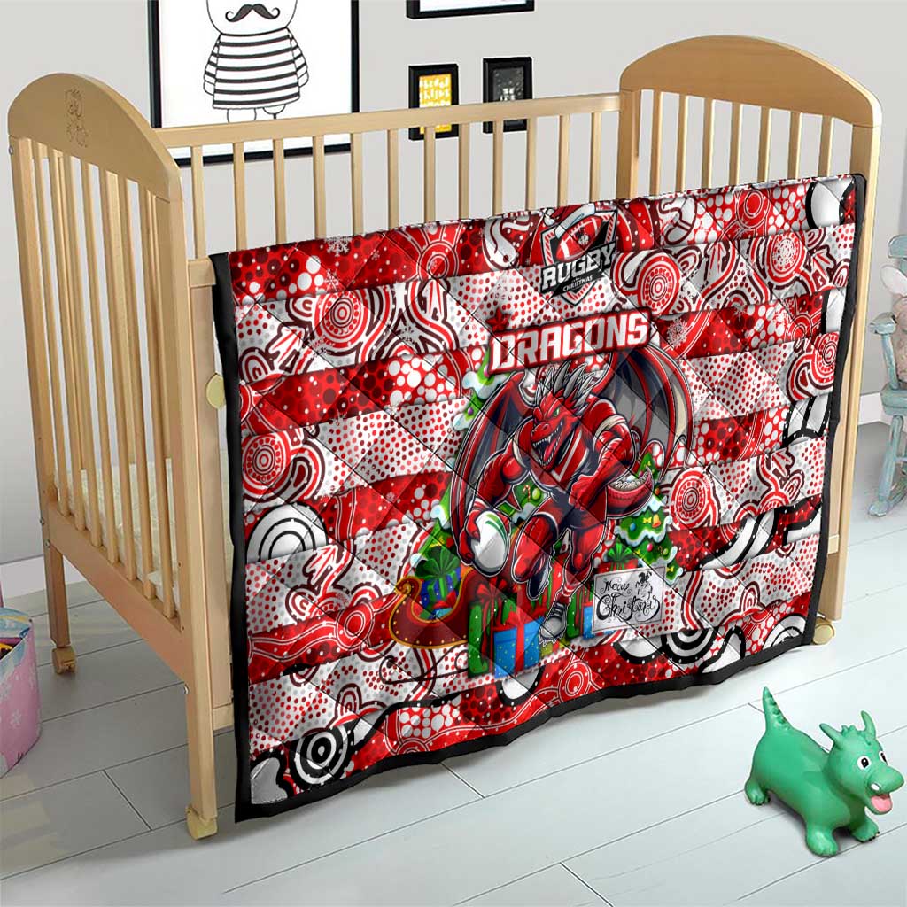 Dragons Rugby Merry Christmas Quilt Indigenous Australian Art