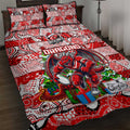 Dragons Rugby Merry Christmas Quilt Bed Set Indigenous Australian Art
