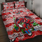 Dragons Rugby Merry Christmas Quilt Bed Set Indigenous Australian Art