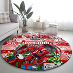 Dragons Rugby Merry Christmas Round Carpet Indigenous Australian Art