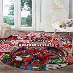 Dragons Rugby Merry Christmas Round Carpet Indigenous Australian Art