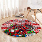 Dragons Rugby Merry Christmas Round Carpet Indigenous Australian Art