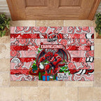Dragons Rugby Merry Christmas Rubber Doormat Indigenous Australian Art