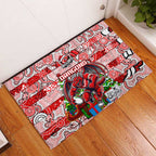 Dragons Rugby Merry Christmas Rubber Doormat Indigenous Australian Art