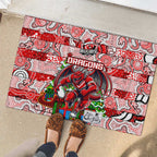 Dragons Rugby Merry Christmas Rubber Doormat Indigenous Australian Art
