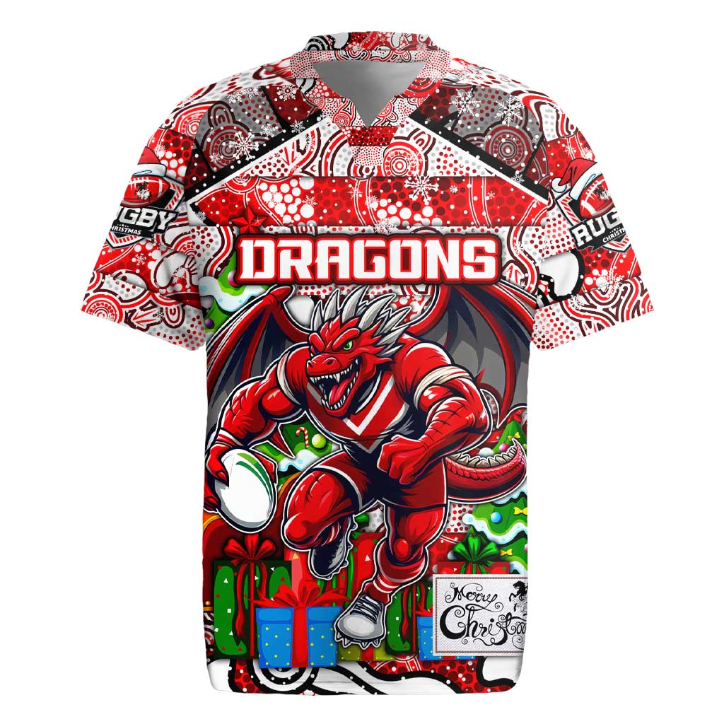 Custom Dragons Rugby Merry Christmas Rugby Jersey Indigenous Australian Art