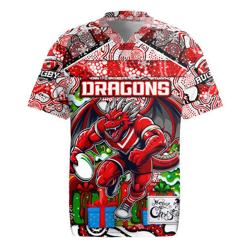 Custom Dragons Rugby Merry Christmas Rugby Jersey Indigenous Australian Art