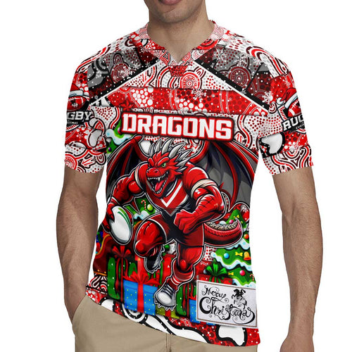 Custom Dragons Rugby Merry Christmas Rugby Jersey Indigenous Australian Art
