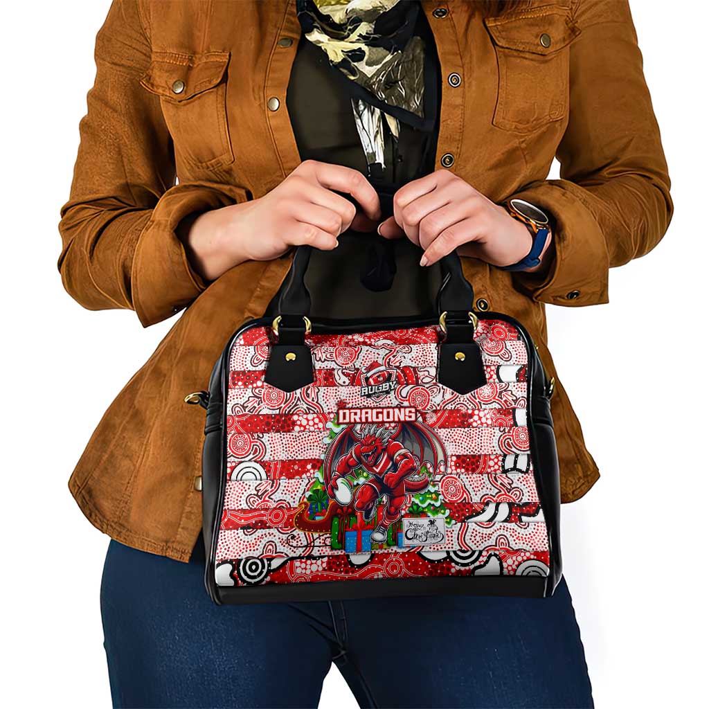 Dragons Rugby Merry Christmas Shoulder Handbag Indigenous Australian Art