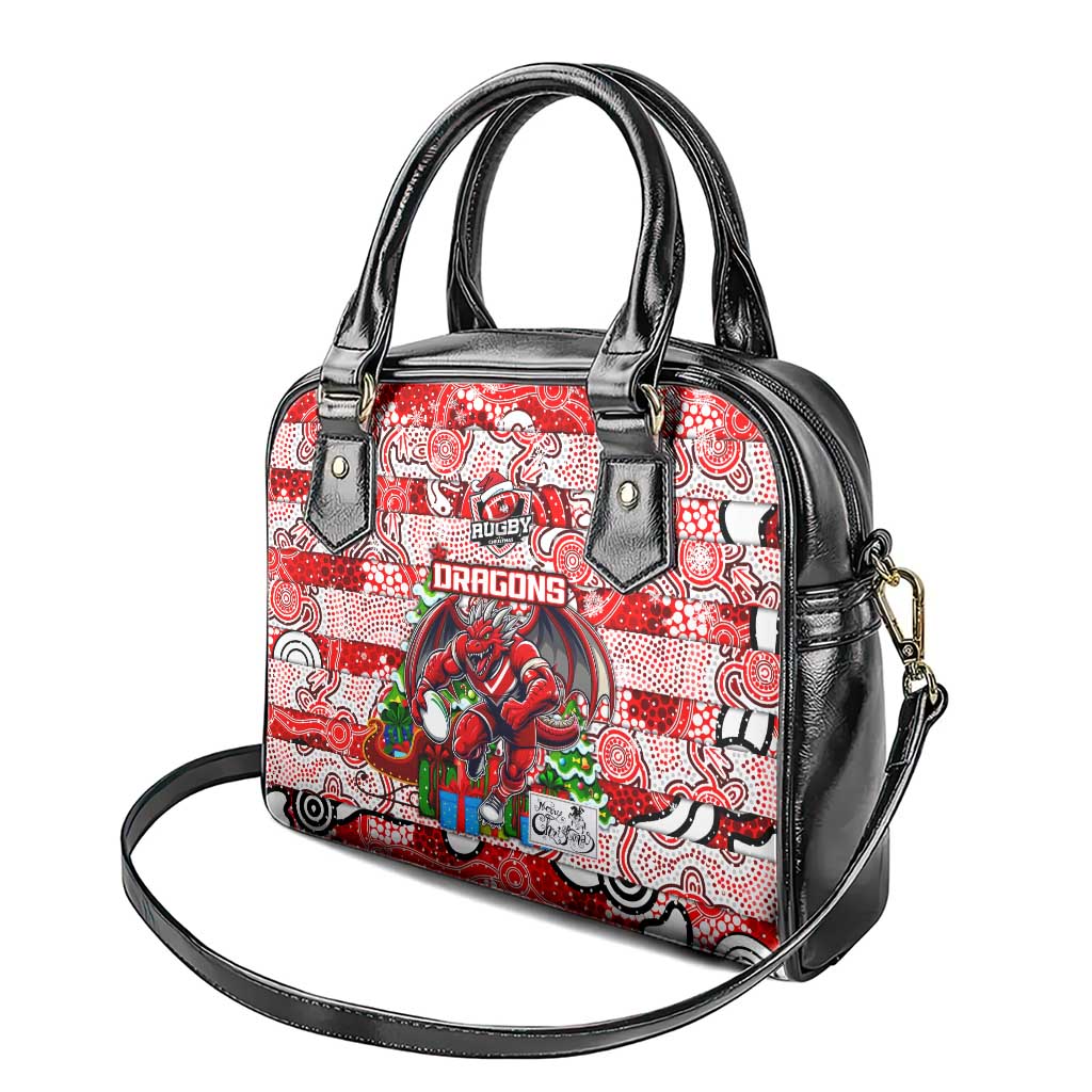 Dragons Rugby Merry Christmas Shoulder Handbag Indigenous Australian Art