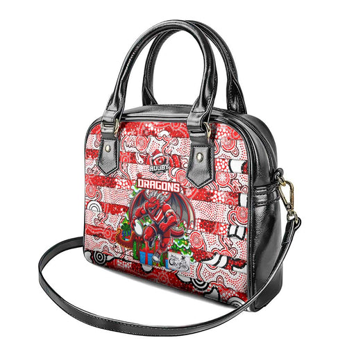 Dragons Rugby Merry Christmas Shoulder Handbag Indigenous Australian Art
