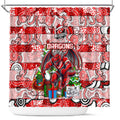 Dragons Rugby Merry Christmas Shower Curtain Indigenous Australian Art