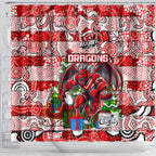 Dragons Rugby Merry Christmas Shower Curtain Indigenous Australian Art
