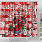 Dragons Rugby Merry Christmas Shower Curtain Indigenous Australian Art