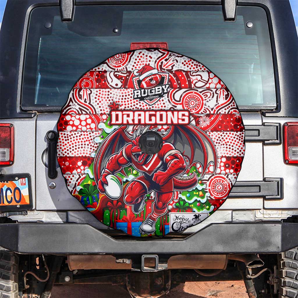 Dragons Rugby Merry Christmas Spare Tire Cover Indigenous Australian Art
