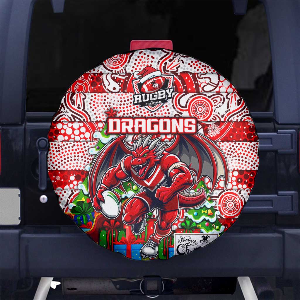Dragons Rugby Merry Christmas Spare Tire Cover Indigenous Australian Art