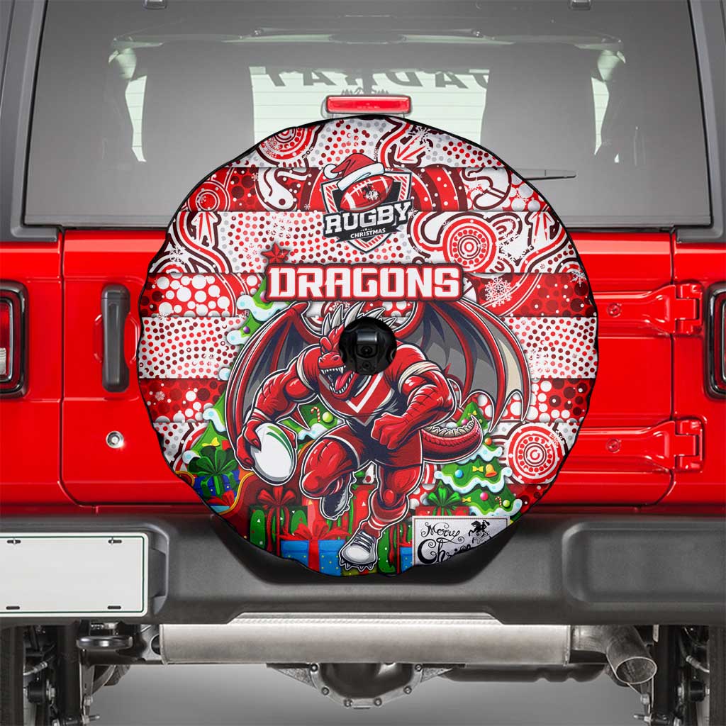 Dragons Rugby Merry Christmas Spare Tire Cover Indigenous Australian Art