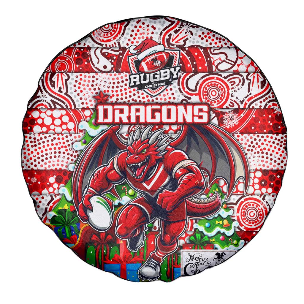 Dragons Rugby Merry Christmas Spare Tire Cover Indigenous Australian Art