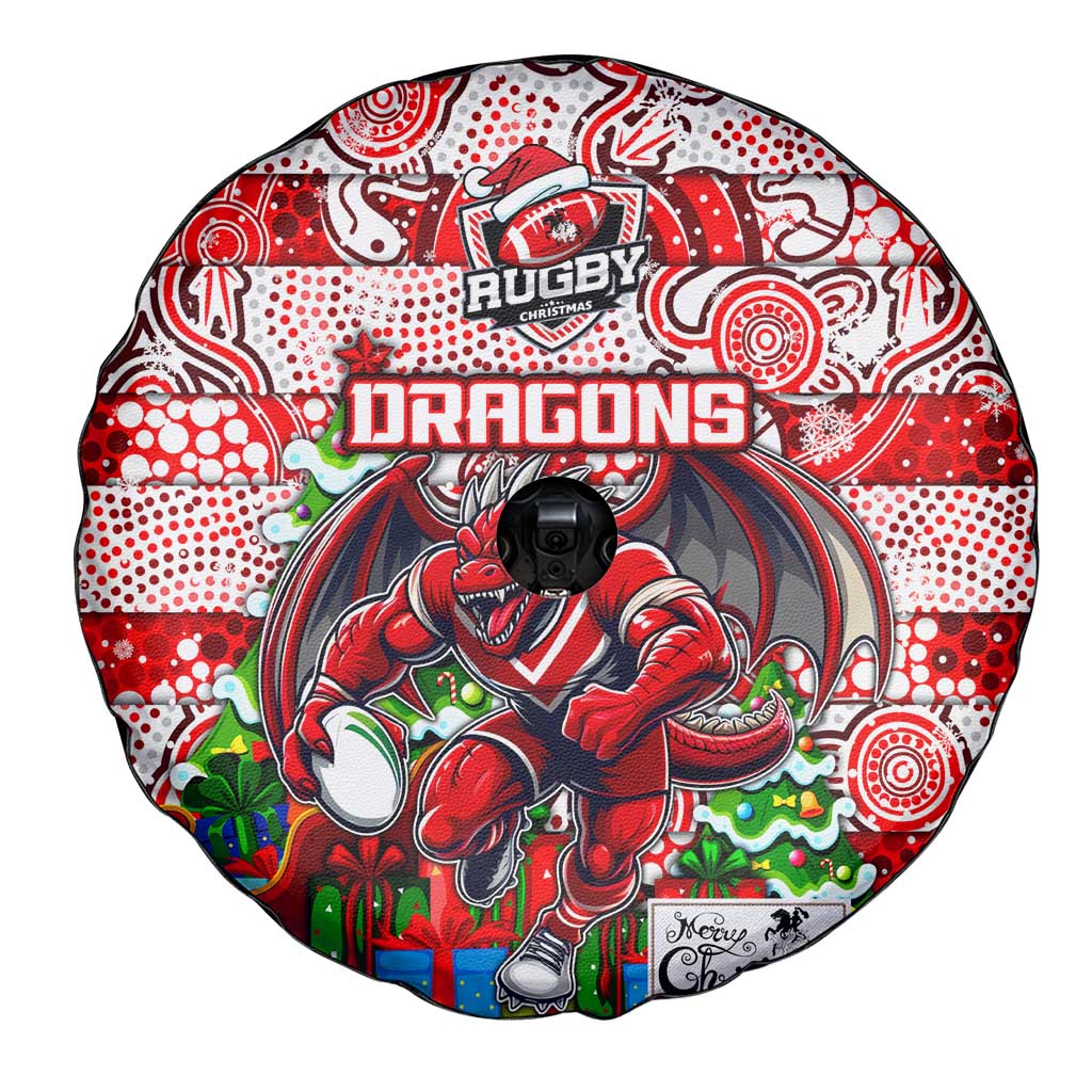 Dragons Rugby Merry Christmas Spare Tire Cover Indigenous Australian Art