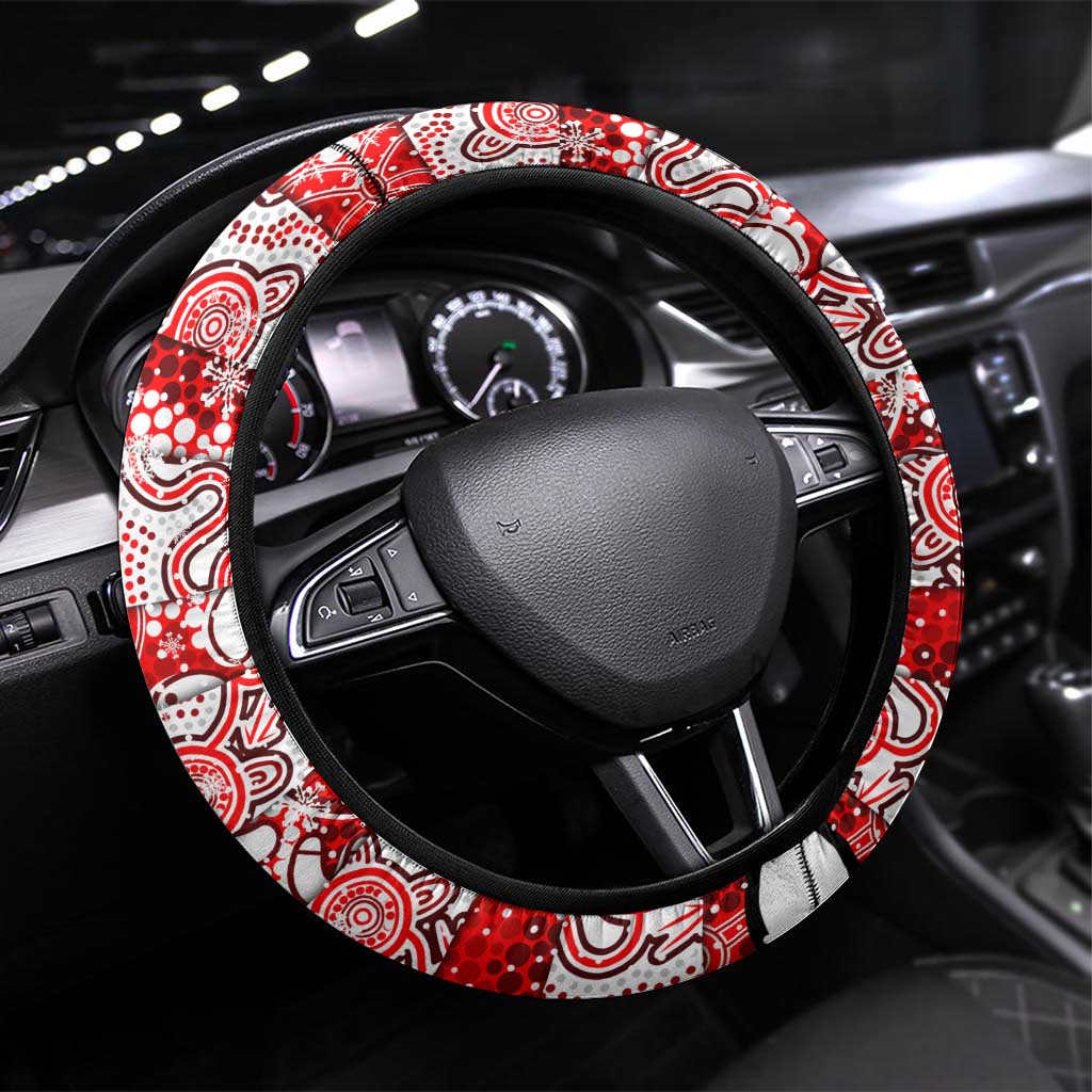 Dragons Rugby Merry Christmas Steering Wheel Cover Indigenous Australian Art