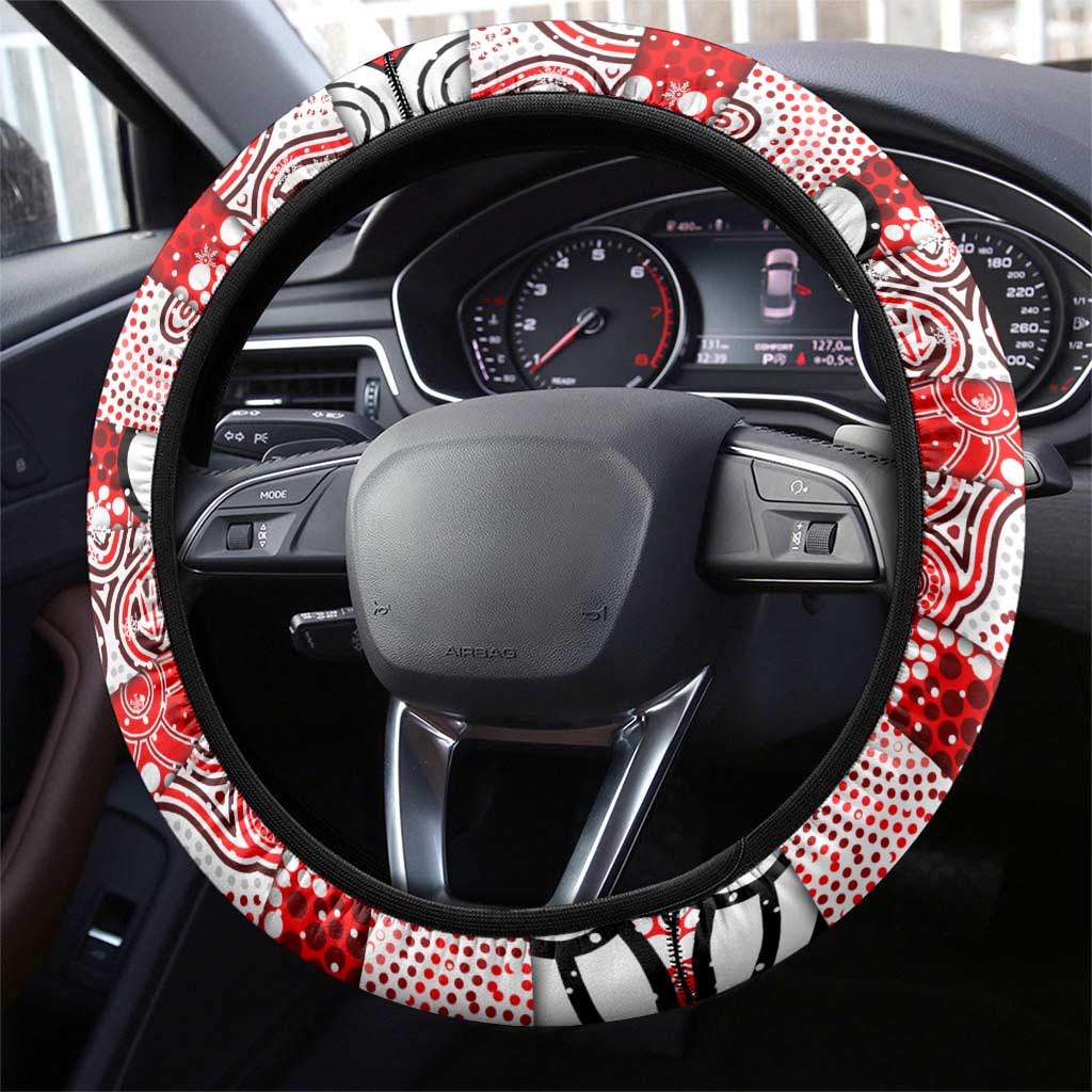 Dragons Rugby Merry Christmas Steering Wheel Cover Indigenous Australian Art