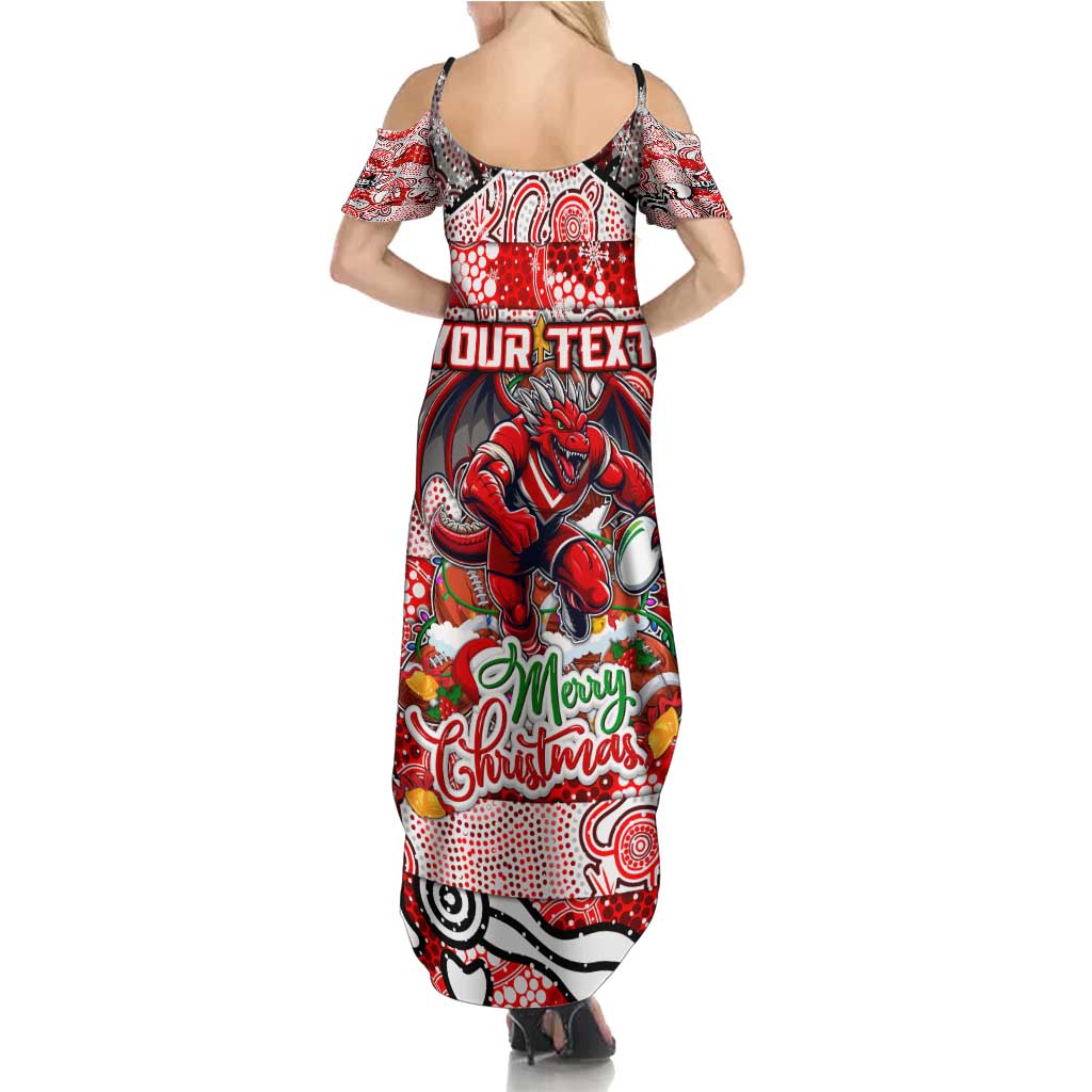 Custom Dragons Rugby Merry Christmas Summer Maxi Dress Indigenous Australian Art