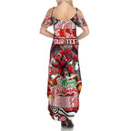Custom Dragons Rugby Merry Christmas Summer Maxi Dress Indigenous Australian Art