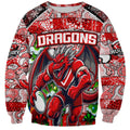 Custom Dragons Rugby Merry Christmas Sweatshirt Indigenous Australian Art