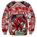 Custom Dragons Rugby Merry Christmas Sweatshirt Indigenous Australian Art