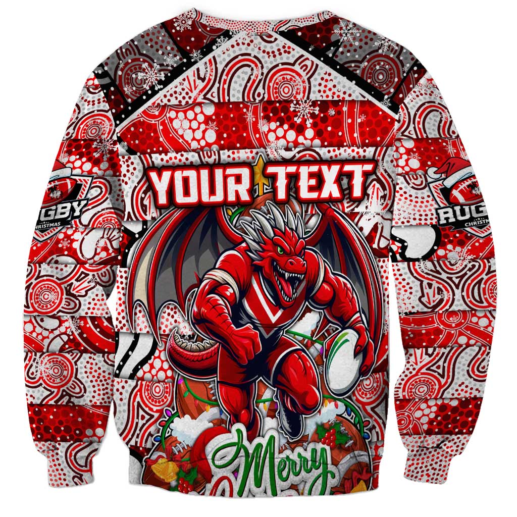 Custom Dragons Rugby Merry Christmas Sweatshirt Indigenous Australian Art