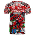 Custom Dragons Rugby Merry Christmas T Shirt Indigenous Australian Art