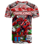 Custom Dragons Rugby Merry Christmas T Shirt Indigenous Australian Art