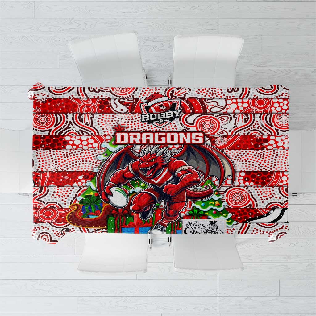 Dragons Rugby Merry Christmas Tablecloth Indigenous Australian Art
