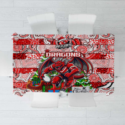 Dragons Rugby Merry Christmas Tablecloth Indigenous Australian Art