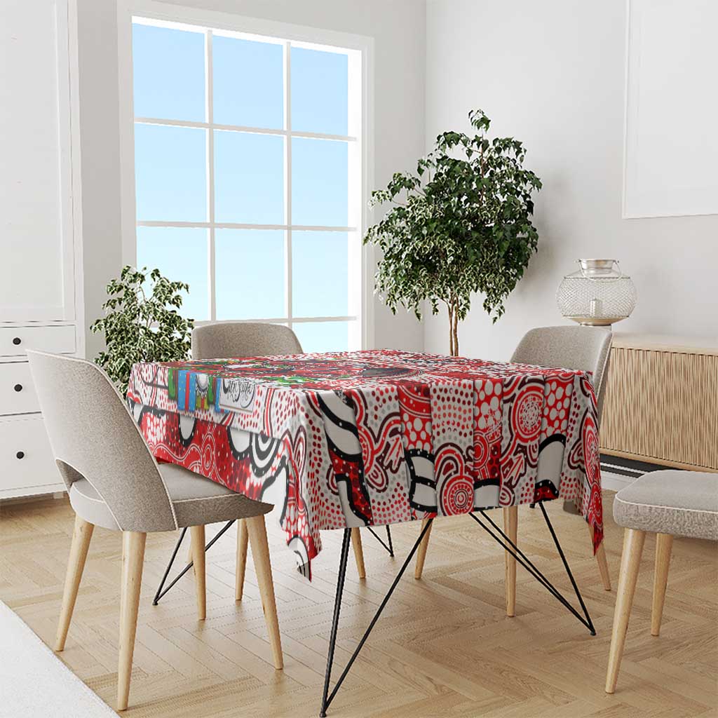 Dragons Rugby Merry Christmas Tablecloth Indigenous Australian Art