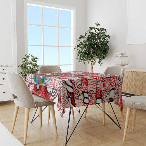 Dragons Rugby Merry Christmas Tablecloth Indigenous Australian Art
