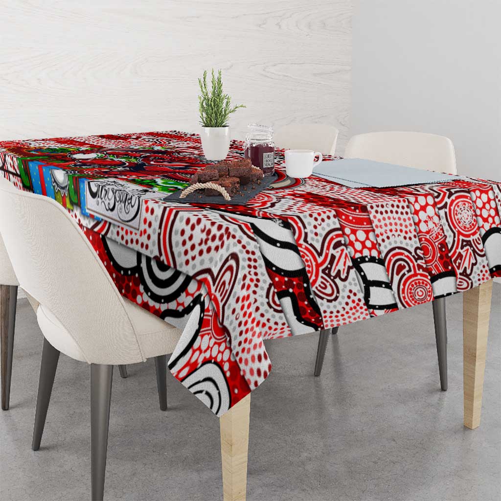 Dragons Rugby Merry Christmas Tablecloth Indigenous Australian Art